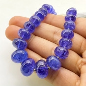 Tanzanite 7-14mm Smooth Rondelle Shape AA+ Grade Gemstone Beads Strand - Total 1 Strand of 8 Inch.