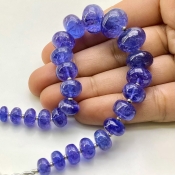 Tanzanite 7-14mm Smooth Rondelle Shape AA+ Grade Gemstone Beads Strand - Total 1 Strand of 8 Inch.