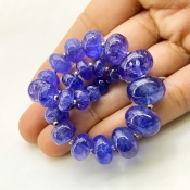 Tanzanite 7-14mm Smooth Rondelle Shape AA+ Grade Gemstone Beads Strand - Total 1 Strand of 8 Inch.