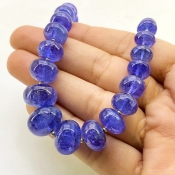 Tanzanite 7-14mm Smooth Rondelle Shape AA+ Grade Gemstone Beads Strand - Total 1 Strand of 8 Inch.