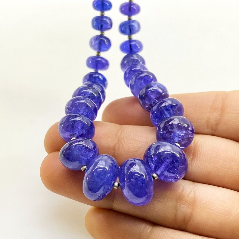 Tanzanite 7-14mm Smooth Rondelle Shape AA+ Grade Gemstone Beads Strand - Total 1 Strand of 8 Inch.