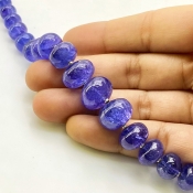 Tanzanite 7-14mm Smooth Rondelle Shape AA+ Grade Gemstone Beads Strand - Total 1 Strand of 8 Inch.