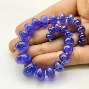 Tanzanite 7-14mm Smooth Rondelle Shape AA+ Grade Gemstone Beads Strand - Total 1 Strand of 8 Inch.