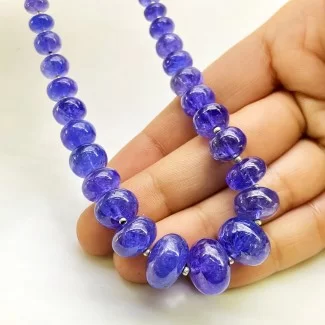 Tanzanite 7-14mm Smooth Rondelle Shape AA+ Grade Gemstone Beads Strand - Total 1 Strand of 8 Inch.