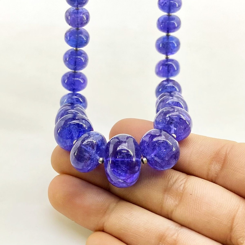Tanzanite 8-17mm Smooth Rondelle Shape AA+ Grade Gemstone Beads Strand - Total 1 Strand of 8 Inch.