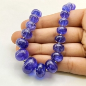 Tanzanite 8-17mm Smooth Rondelle Shape AA+ Grade Gemstone Beads Strand - Total 1 Strand of 8 Inch.