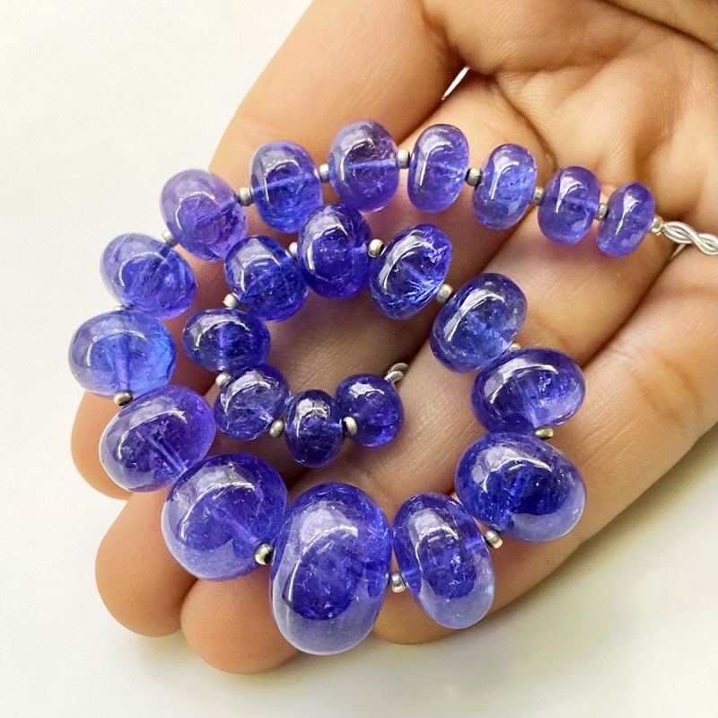Tanzanite 8-17mm Smooth Rondelle Shape AA+ Grade Gemstone Beads Strand - Total 1 Strand of 8 Inch.