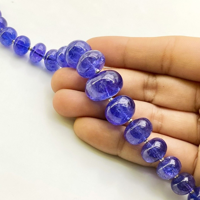 Tanzanite 8-17mm Smooth Rondelle Shape AA+ Grade Gemstone Beads Strand - Total 1 Strand of 8 Inch.