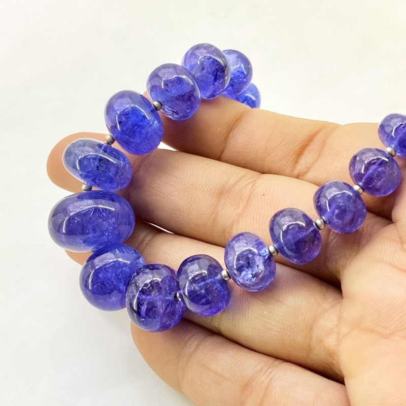 Tanzanite 8-17mm Smooth Rondelle Shape AA+ Grade Gemstone Beads Strand - Total 1 Strand of 8 Inch.