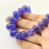Tanzanite 8-17mm Smooth Rondelle Shape AA+ Grade Gemstone Beads Strand - Total 1 Strand of 8 Inch.