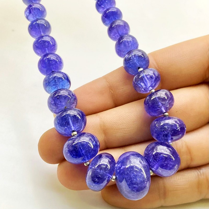 Tanzanite 8-17mm Smooth Rondelle Shape AA+ Grade Gemstone Beads Strand - Total 1 Strand of 8 Inch.