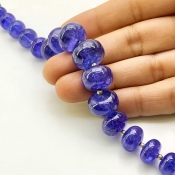 Tanzanite 7.5-14.5mm Smooth Rondelle Shape AA+ Grade Gemstone Beads Strand - Total 1 Strand of 7 Inch.