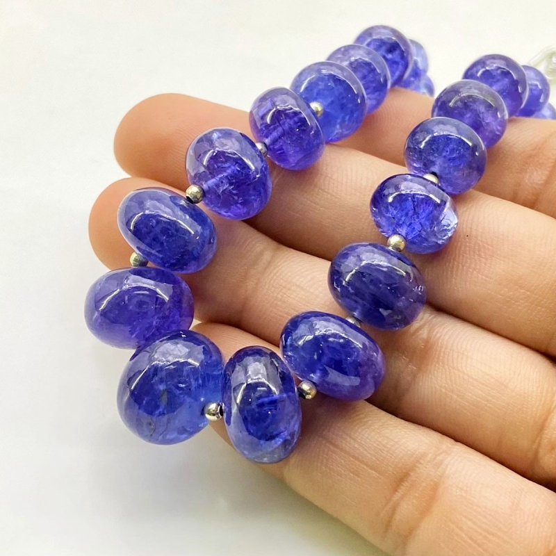 Tanzanite 7.5-14.5mm Smooth Rondelle Shape AA+ Grade Gemstone Beads Strand - Total 1 Strand of 7 Inch.