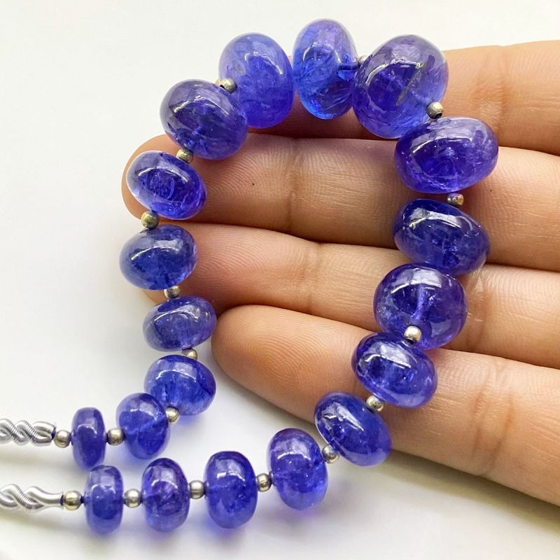 Tanzanite 7.5-14.5mm Smooth Rondelle Shape AA+ Grade Gemstone Beads Strand - Total 1 Strand of 7 Inch.