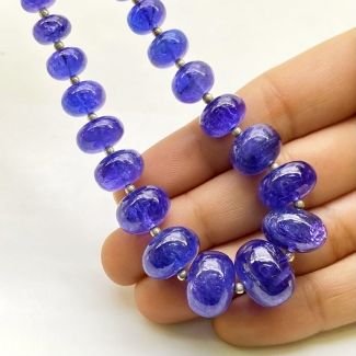 Tanzanite 7.5-14.5mm Smooth Rondelle Shape AA+ Grade Gemstone Beads Strand - Total 1 Strand of 7 Inch.