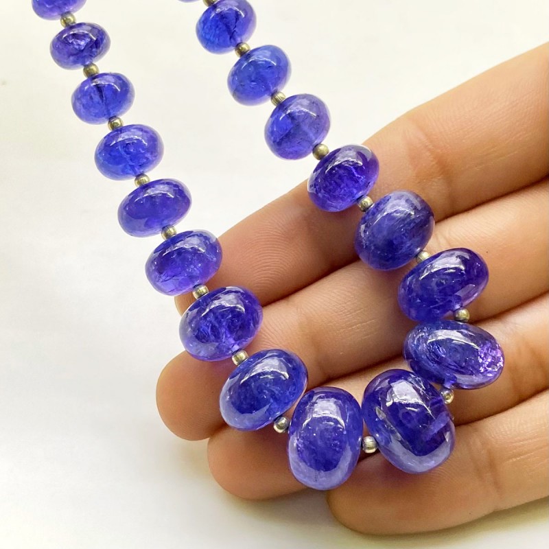 Tanzanite 7.5-14.5mm Smooth Rondelle Shape AA+ Grade Gemstone Beads Strand - Total 1 Strand of 7 Inch.