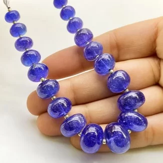 Tanzanite 8-15mm Smooth Rondelle Shape AA+ Grade Gemstone Beads Strand - Total 1 Strand of 7 Inch.