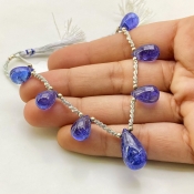 Tanzanite 10.5-18mm Smooth Drop Shape AA+ Grade Gemstone Beads Layout - Total 1 Strand of 8 Inch.