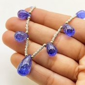 Tanzanite 10.5-18mm Smooth Drop Shape AA+ Grade Gemstone Beads Layout - Total 1 Strand of 8 Inch.