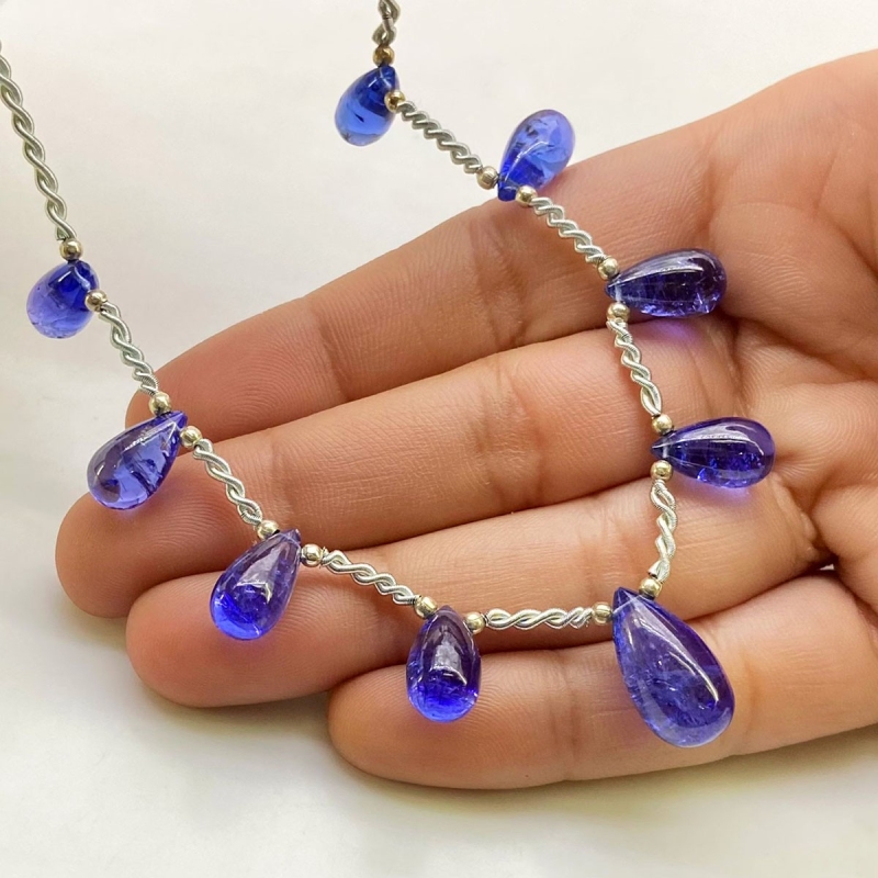 Tanzanite 12-16.5mm Smooth Drop Shape AA+ Grade Gemstone Beads Layout - Total 1 Strand of 8 Inch.
