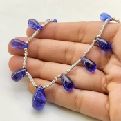 Tanzanite 12-16.5mm Smooth Drop Shape AA+ Grade Gemstone Beads Layout - Total 1 Strand of 8 Inch.