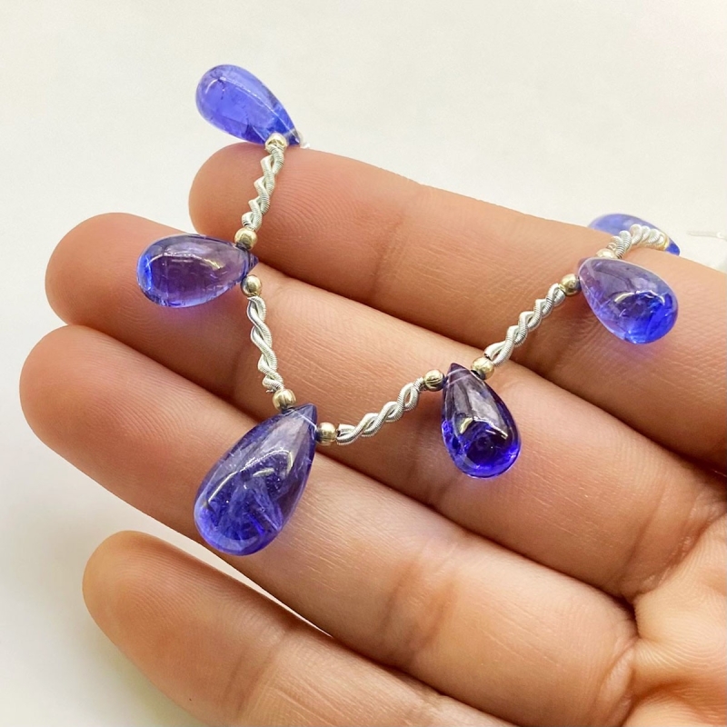 Tanzanite 12-16.5mm Smooth Drop Shape AA+ Grade Gemstone Beads Layout - Total 1 Strand of 8 Inch.