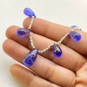 Tanzanite 12-16.5mm Smooth Drop Shape AA+ Grade Gemstone Beads Layout - Total 1 Strand of 8 Inch.