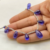 Tanzanite 12-16.5mm Smooth Drop Shape AA+ Grade Gemstone Beads Layout - Total 1 Strand of 8 Inch.
