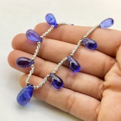 Tanzanite 12-16.5mm Smooth Drop Shape AA+ Grade Gemstone Beads Layout - Total 1 Strand of 8 Inch.