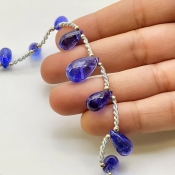 Tanzanite 12-16.5mm Smooth Drop Shape AA+ Grade Gemstone Beads Layout - Total 1 Strand of 8 Inch.