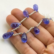 Tanzanite 10-15.5mm Smooth Drop Shape AA+ Grade Gemstone Beads Layout - Total 1 Strand of 8 Inch.