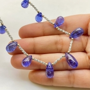 Tanzanite 10-15.5mm Smooth Drop Shape AA+ Grade Gemstone Beads Layout - Total 1 Strand of 8 Inch.