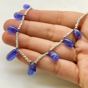 Tanzanite 10-16mm Smooth Drop Shape AA+ Grade Gemstone Beads Layout - Total 1 Strand of 8 Inch.