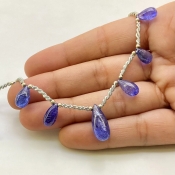 Tanzanite 9.5-17mm Smooth Drop Shape AA+ Grade Gemstone Beads Layout - Total 1 Strand of 9 Inch.