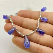Tanzanite 9.5-17mm Smooth Drop Shape AA+ Grade Gemstone Beads Layout - Total 1 Strand of 9 Inch.