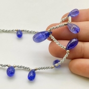 Tanzanite 9.5-17mm Smooth Drop Shape AA+ Grade Gemstone Beads Layout - Total 1 Strand of 9 Inch.