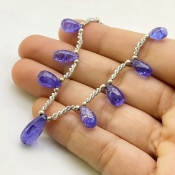 Tanzanite 8.5-14.5mm Smooth Drop Shape AA+ Grade Gemstone Beads Layout - Total 1 Strand of 8 Inch.