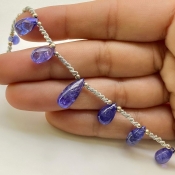 Tanzanite 8.5-14.5mm Smooth Drop Shape AA+ Grade Gemstone Beads Layout - Total 1 Strand of 8 Inch.