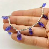 Tanzanite 8-15mm Smooth Drop Shape AA+ Grade Gemstone Beads Layout - Total 1 Strand of 9 Inch.