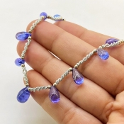 Tanzanite 5.5-11mm Smooth Drop Shape AA+ Grade Gemstone Beads Layout - Total 1 Strand of 9 Inch.