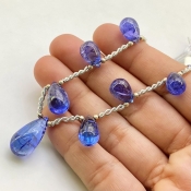 Tanzanite 11-19mm Smooth Drop Shape AA+ Grade Gemstone Beads Layout - Total 1 Strand of 8 Inch.