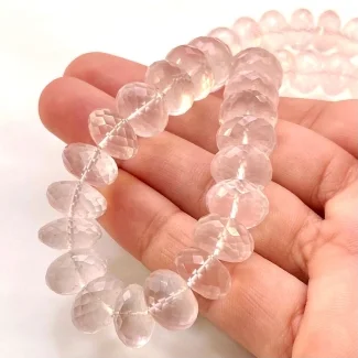 Rose Quartz 11-13mm Faceted Rondelle Shape AAA Grade Gemstone Beads Strand - Total 1 Strand of 18 Inch.