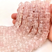 Rose Quartz 11mm Smooth Fancy Shape AA Grade Gemstone Beads Strand - Total 1 Strand of 8 Inch.