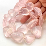 Rose Quartz 15-30mm Smooth Nugget Shape AA+ Grade Gemstone Beads Strand - Total 1 Strand of 16 Inch.