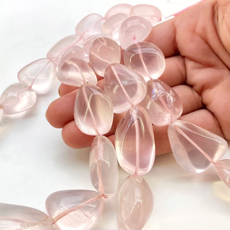 Rose Quartz 15-30mm Smooth Nugget Shape AA+ Grade Gemstone Beads Strand - Total 1 Strand of 16 Inch.