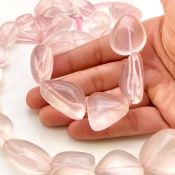Rose Quartz 15-30mm Smooth Nugget Shape AA+ Grade Gemstone Beads Strand - Total 1 Strand of 16 Inch.