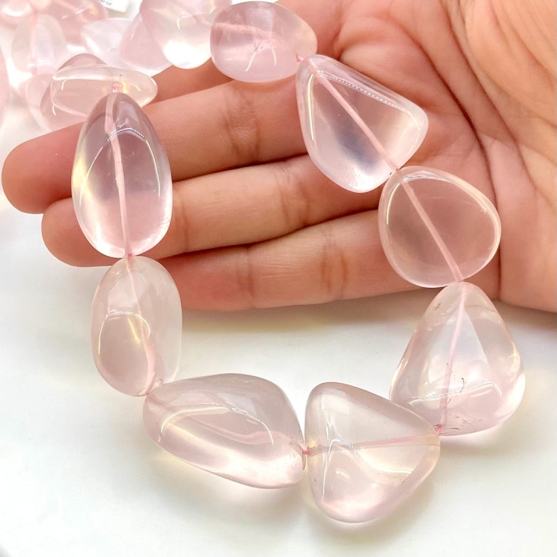 Rose Quartz 15-30mm Smooth Nugget Shape AA+ Grade Gemstone Beads Strand - Total 1 Strand of 16 Inch.
