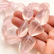 Rose Quartz 15-30mm Smooth Nugget Shape AA+ Grade Gemstone Beads Strand - Total 1 Strand of 16 Inch.