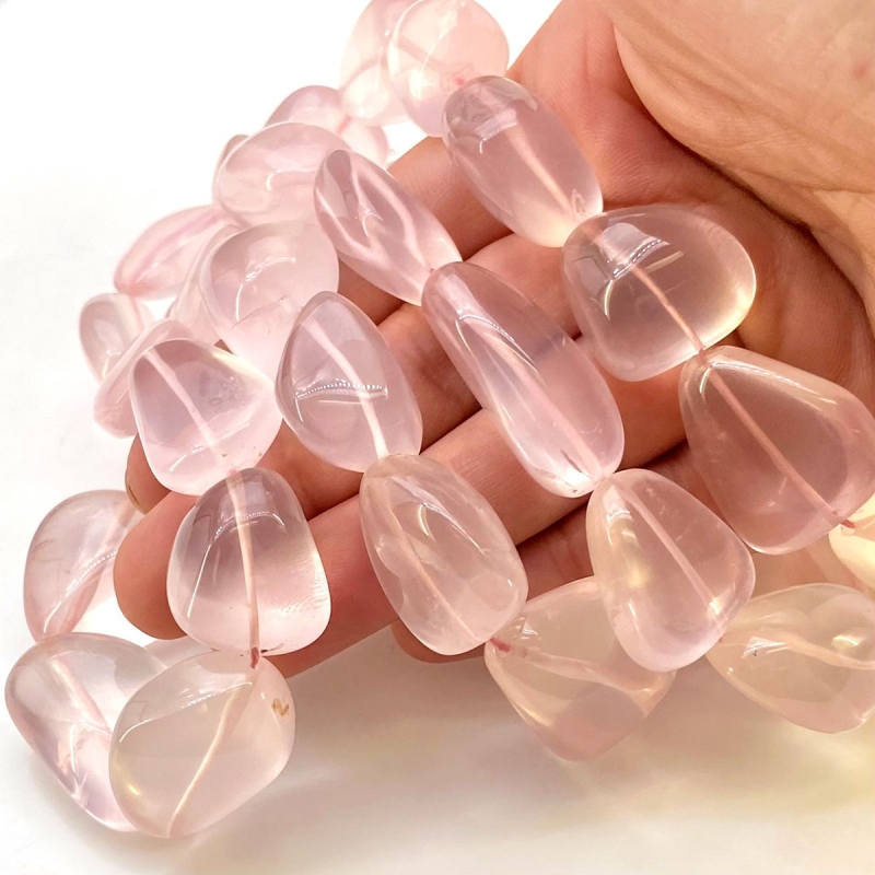 Rose Quartz 15-30mm Smooth Nugget Shape AA+ Grade Gemstone Beads Strand - Total 1 Strand of 16 Inch.