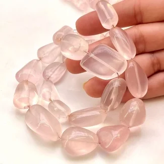Rose Quartz 10-23mm Smooth Nugget Shape AA Grade Gemstone Beads Strand - Total 1 Strand of 22 Inch.